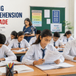 Reading Comprehension 10th Grade students practicing English reading passages and answering questions in a classroom